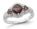 1.25 Carat (ctw) Smoky Quartz Ring in Sterling Silver with Diamonds